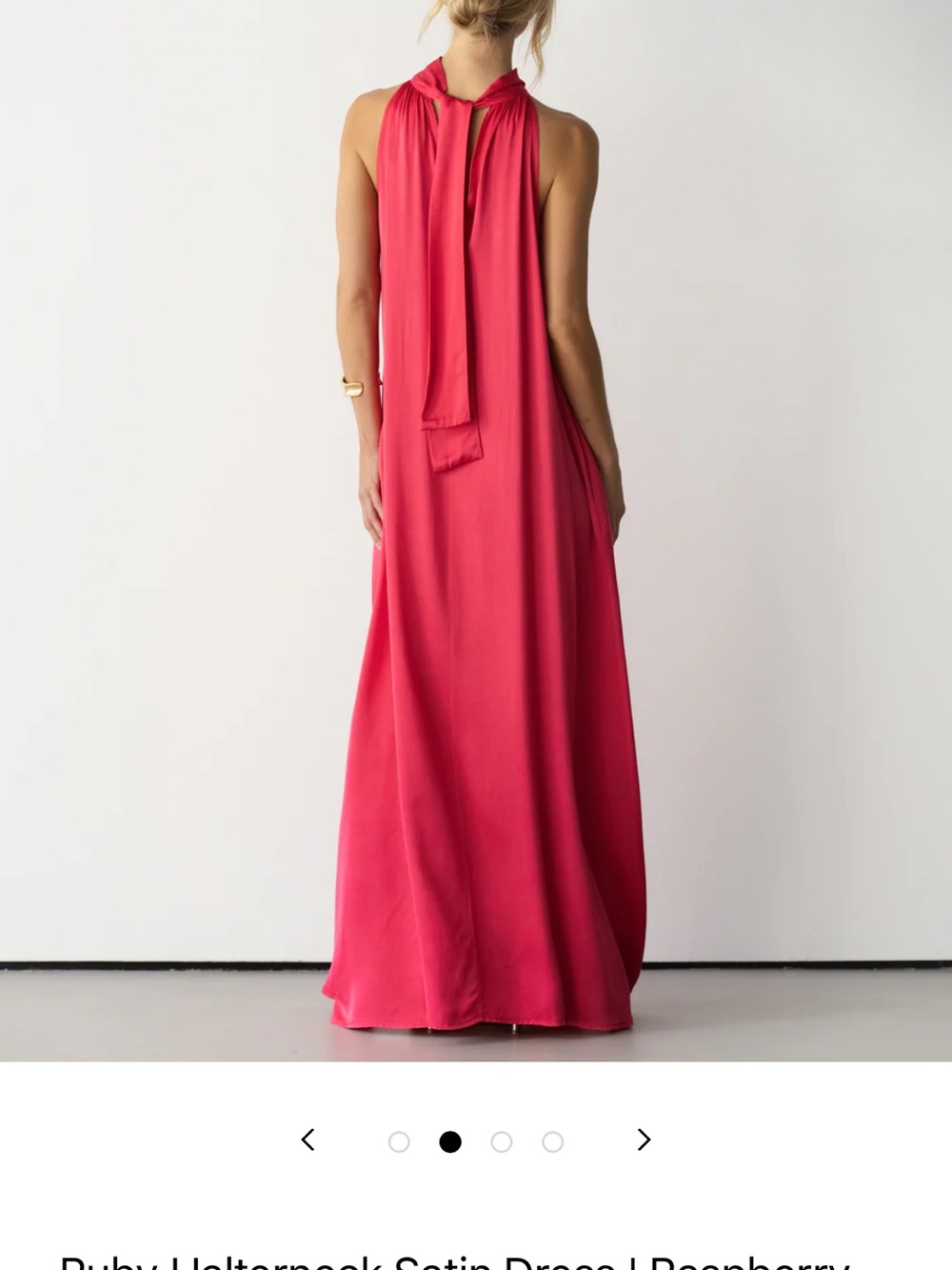 JAKI Halterneck satin Maxi Dress in Raspberry
